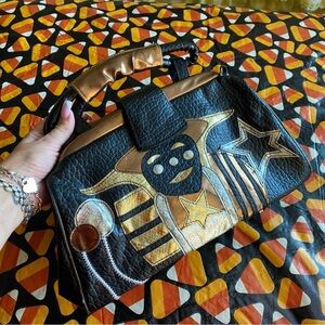 Vintage 80s Leather Clown Patchwork Purse